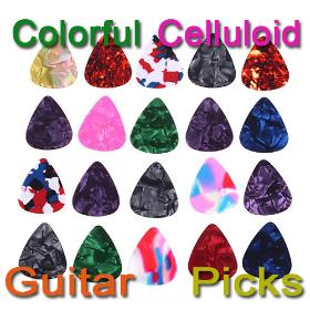 Lot of 200pcs 0.7mm Stylish Colorful Celluloid Guitar Picks Plectrums,I22,Free shipping Wholesale