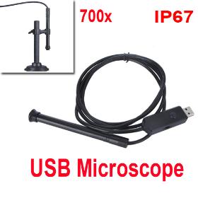 IP67 Waterproof USB Microscope Magnifier Inspection Camera Endoscope 10mm Diameter 4 LEDs with Stand Free Shipping wholesale