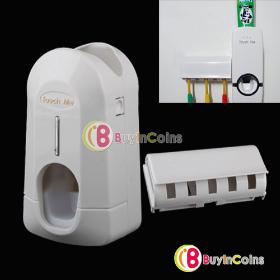 Portable Hands Free Automatic Toothpaste Dispenser And Brush Holder Set #9371
