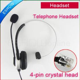 5pcs 4-pin RJ11 crystal head super Telephone Monaural Headset MIC PHONE Prevent noise C085 Eshow