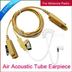 Coffee Brown Acoustic Air Tube Earpiece Headset for Motorola GP328/338 Walkie talkie two way CB Ham Radio C0025R Eshow