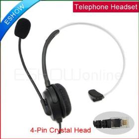 Black 4-pin RJ11 crystal head super Telephone Headset MIC PHONE C085A for phone center