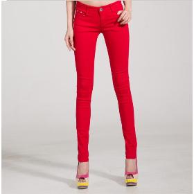 Free Shipping 2013 new Autumn Winter candy colored slim fit pencil jeans for female WKP004