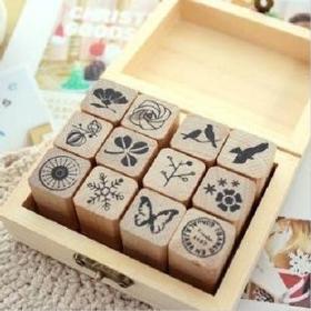 Freeshipping!Wholesale,New Wooden Diary Stamp Set/DIY Stamp/Decorative DIY funny Work/Diary Stamp/Wooden Box/12pcs/set