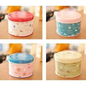 New "Paris"letter round design metal tin box/small metal buckets/clean up box/makeup storage/wholesale