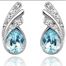 JJ235 Fashion Austrian Elements Crystal Water Drop Design Earrings