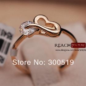 K8007 2013 18K Real Gold Plated Romantic Heart Zircon Wedding Rings Fashion Ring Gift For Women Jewelry Austrian Crystals