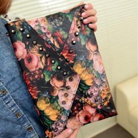 2013 spring oil painting rivet day clutch envelope fashion cross-body bag female bags