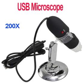 Freeshipping Digital USB μικροσκόπιο Endoscope μεγεθυντικός φακός κάμερας 200X 8LED Μαύρο , Dropshipping