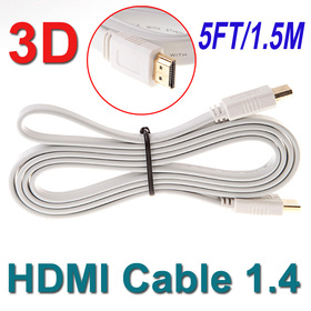 5FT(1.5M) Gold Plated HDMI Cable Male to Male 3D Flat HDMI 1.4 Digital A/V for LCD DVD HDTV Free Shipping Wholesale