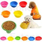 Dog Cat Pet Portable Silicone Collapsible Travel Feeding Bowl Water Dish Feeder