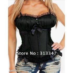 12% Off Overbust Corset Sexy Lingerie Intimates underwear women clothes black Free shipping Wholesale retail Q8899