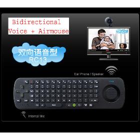 RC13 Wireless 2.4G Tovejs Voice support Skype Air Mouse Keyboard indbygget højttaler + Fjernbetjening Black gratis forsendelse