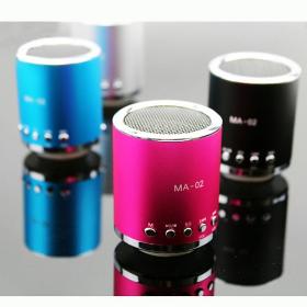 MA02 Portable Aluminum body Mini Speaker support Micro SD card FM 5 colors 100PC/Lot DHL Free Shipping