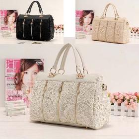 SATCHEL WITH LACE AND ZIPPER DECORATION BAG-0016