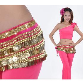 Women's New Belly Dance Waist Chain Hip Scarf Belt Velvet 338 Gold Coins BD-003