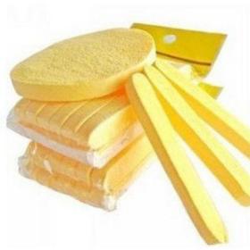 2012 HOT! (Line to Round meeting water ) Magic Pressed Seaweed face sponges for Cleaning & Yellow