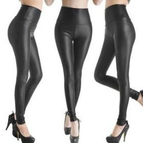 2013 NEW High-waist Fur leather Women leggings and Lady tight pants & Black