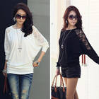 Feitong 1PC Womens Long Sleeve Casual Dolman Lace Loose T-Shirt Batwing Tops Free Shippign&Wholesales