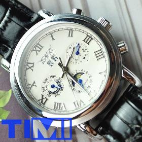 wholesale Luxury 6 Hands Automatic Mechanical Leather Mens Watch