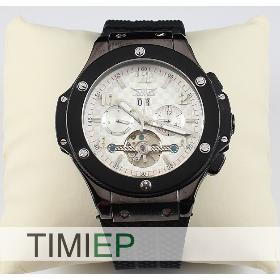 2013 Grenn Energy New Mechanical Analog Stainless Skeleton Mens Sport Wrist Watch Rubber Band