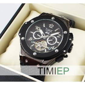 2013 New!  Automatic Mechanical Luxury Black Silver Steel Men's Wrist Watch freeship