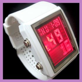 New Design Mens/Ladies Led Light Digital White Watch+Box