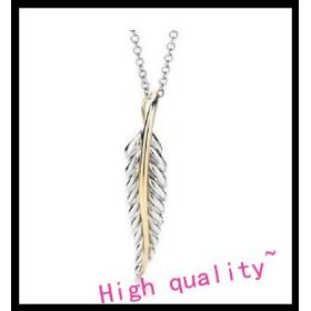 Whoelsale silver plated feather necklace with Gold plate.fashion jewelry necklace.Free shipping.Top quality.