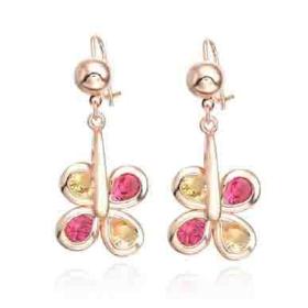 Wholesale 18K CC color Gold plated luxurious beautiful Flowers four Petal queen earrings.Factory price.Free shipping