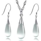 Wholesale fine 100% Real S925 pure Sterling silver Opal - drop necklace earrings jewelry set.