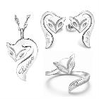 Wholesale 100% Real 925 Pure Sterling Silver Fire fox design Women three pieces set.