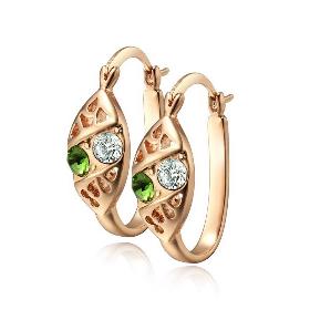 Wholesale 18K CC color Rhinestone Crystal Gold plated oval earrings.Free shipping.