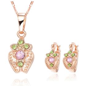 Wholesale 18K Gold plated Rhinestone Crystal special cute design jewelry set.Factory price.Free shipping.