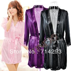 Sexy Women's Charming Lingerie Nightgown Night Dress Bathrobe + G-String Set 3 Colors 13137