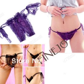 Hot Women's Sexy Open Crotch Slipknot Thongs G-string Bikini Underwear Lingerie Free Shipping 7264