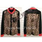 Hot selling women Long Sleeve chiffon blouse leopard shirt Stand colllar shirt Freeshipping 4045