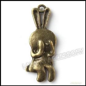 120pcs/lot Cute Rabbit Charms Pendant Bronze Alloy Fit Jewelry Making 33x12x3mm 141017