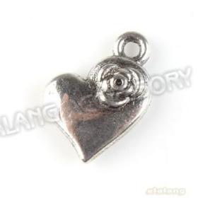 Free Shipping 150pcs/lot New Flower Heart Charms Antique Silver Plated Alloy Pendant Jewelry Findings 15x11x3mm 140009