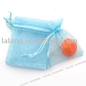 Free EMS 1000x New Sky Blue Pearl Organza Gift & Wedding Pouches Bags 70*90mm 120283