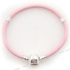 Wholesale 3X Pink Leather Bracelet Fit Charms Beads With Solve Tone Clasp 17cm 150700 Free Shipping