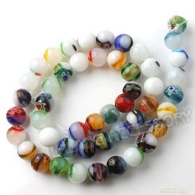 Wholesale!!!3string/lot Round Mixed Flowers Lampwork Glass Beads Fit Jewelry Making 8.0mm 111442