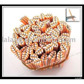60x gyönyörű narancssárga és fehér Leave Polymer Clay Cane Nail Art 5.4cm 250013