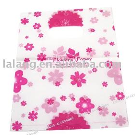 300pcs/lot Wholesale Nice Pink Flower Boutique & Gift Plastic Carrier Bags 20*16cm 120181