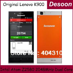 Alkuperäinen puhelimen Lenovo K900 Orange Intel Atom Z2580 2048Mhz 2G RAM 16GROM Android 4.2 5,5 '' IPS 13mp Muti - Language Corning Gorilla