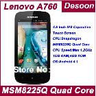 Lenovo A760 Quad Core Snapdragon MSM8225Q cell phone with 4.5 inch Screen android 4.1 1.2GHz unlocked Smartphone/vicky