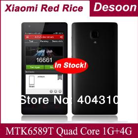 Free shipping! phone Xiaomi red rice WCDMA Hongmi phone Quad Core MTK6589T 1.5Ghz MIUI V5 1G+4/Amy