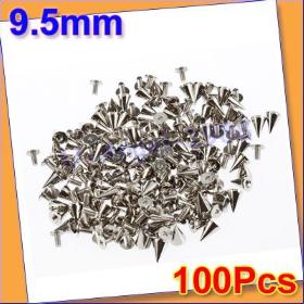 Register free shipping!! 100Pcs 9.5mm Silver Cone Spikes Screwback Studs Leather Craft DIY Goth Punk Spot
