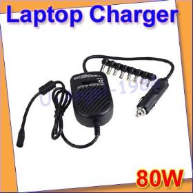 Register free shipping!! 3pcs/lot Universal Car Auto DC 80W Charger Adapter Power Supply For Laptop Notebook NEW