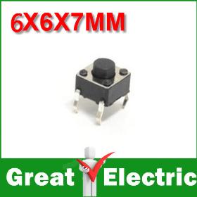 100PC/Lot DIP 6X6X7 ( h ) mm Tactile Takt Push Button Micro Switch Momentary Doprava zdarma # KE003