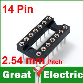 50PC/Lot 14 Pin 2.54mm Pitch DIP IC Sockets Round Pin Free Shipping SKU31011